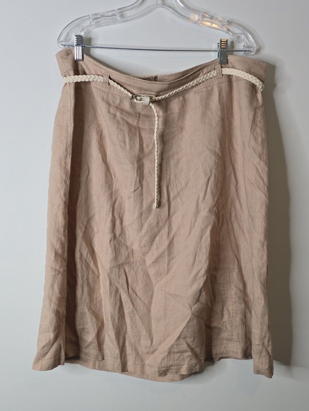 Gerry Weber 100% Linen Beige A-Line Skirt with Braided Rope Belt